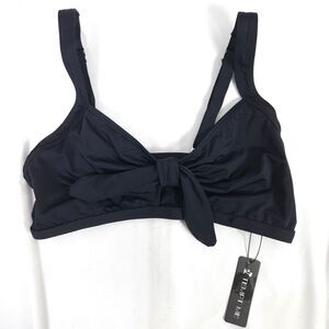 NWT Tempt Me Women Large Black Front Tie Cutout Push-Up Bikini Swimsuit Top